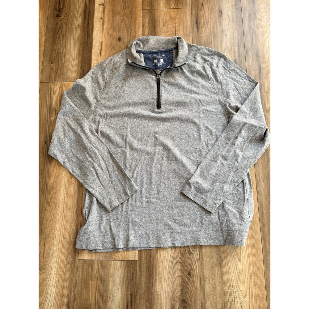 Banana‎ Republic Men's XL Quarter Zip Pullover Sweater Gray Cotton Blend